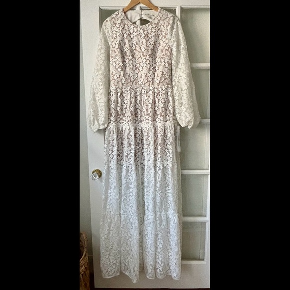 NWT Dress the Population Lyra Tiered White Floral Dress - Picture 1 of 8